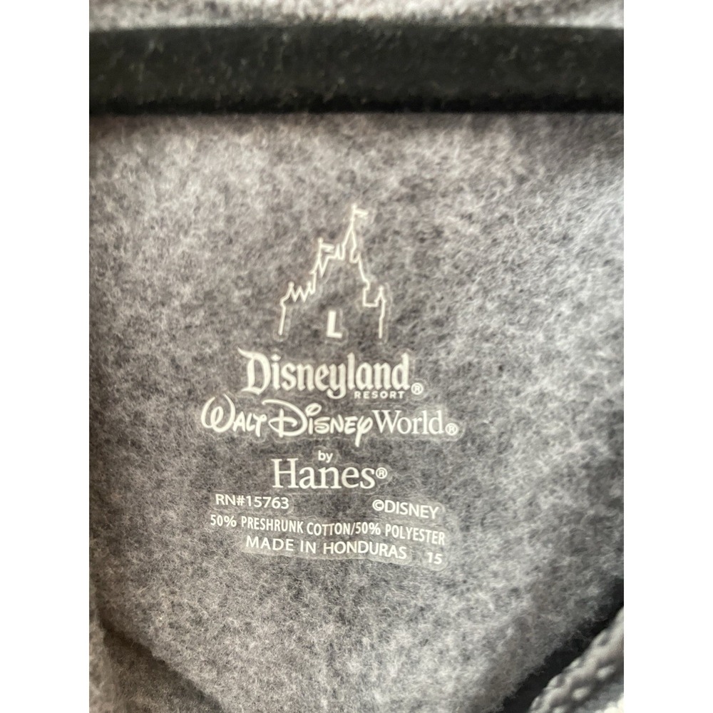 Walt Disney World Mickey Mouse Gray Zip Up Hoodie Sweatshirt Size Large - Picture 3 of 3